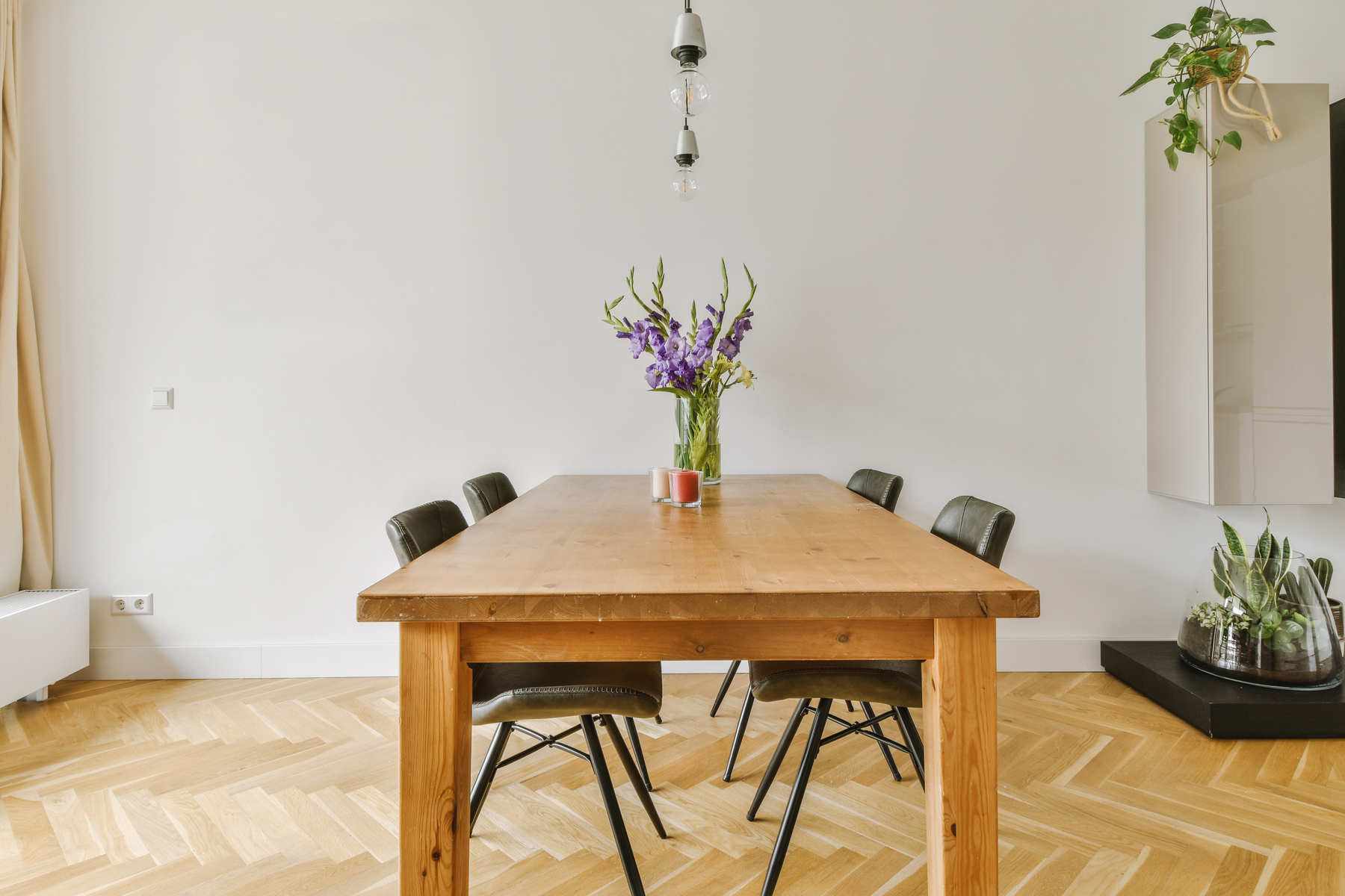 Studio Apartment Interior with Wooden Furniture